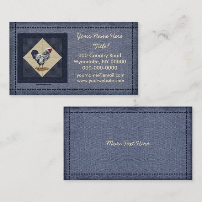 Tarjeta De Visita Dril de algodón atado plata del gallo de Wyandotte (Anverso / Reverso)