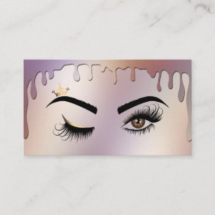 Tarjeta De Visita Drin Gold Holographic Makeup Artista Wink Eye