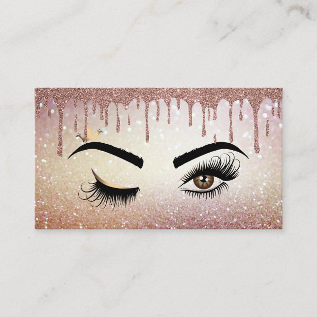 Tarjeta De Visita Drin Gold Makeup artista Wink Eye Lashes (Anverso)