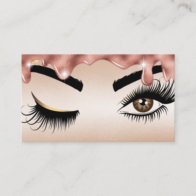 Tarjeta De Visita Drin Gold Makeup artista Wink Eye Lashes (Anverso)