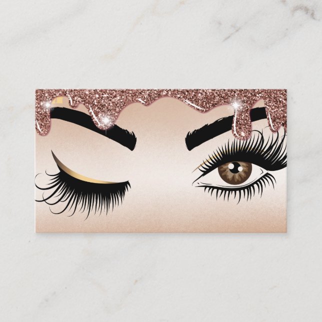 Tarjeta De Visita Drin Gold Makeup artista Wink Eye Lashes (Anverso)