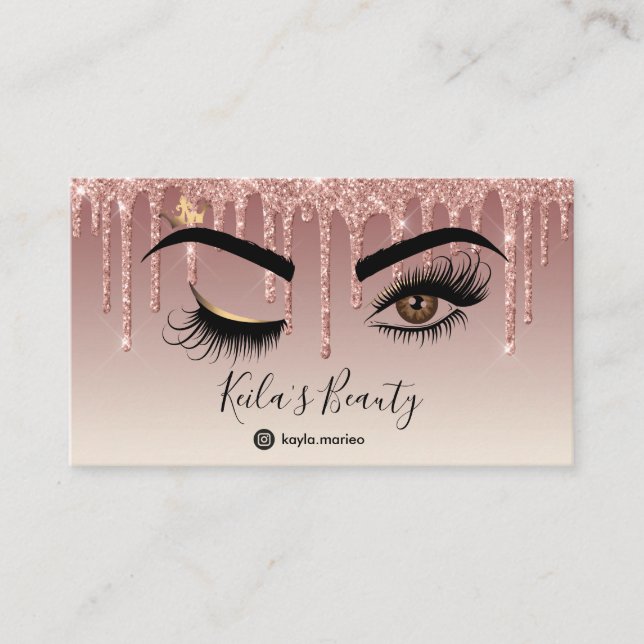 Tarjeta De Visita Drin Gold Makeup artista Wink Eye Lashes (Anverso)
