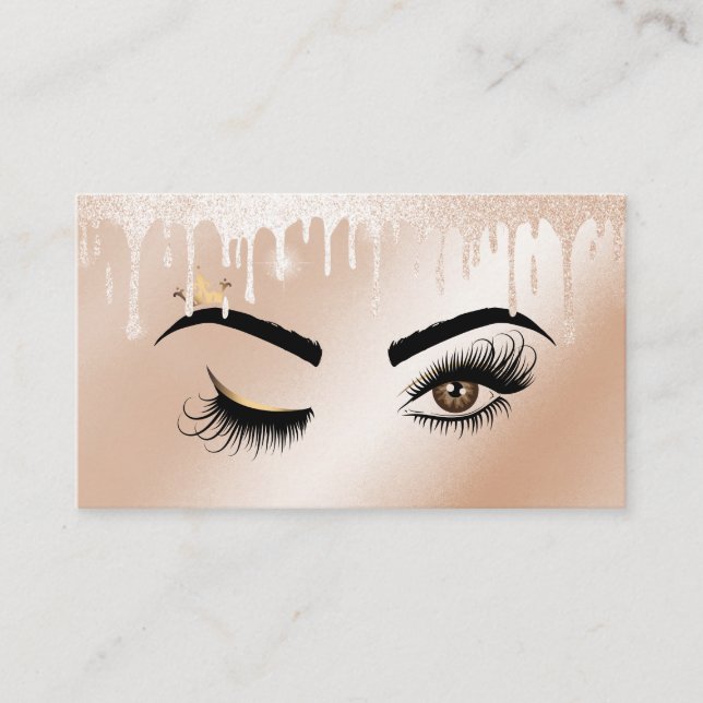 Tarjeta De Visita Drin Gold Makeup artista Wink Eye Lashes (Anverso)
