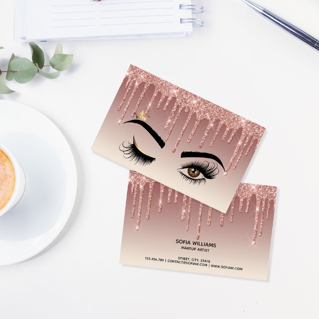 Tarjeta De Visita Drin Gold Makeup artista Wink Eye Lashes (Subido por el creador)