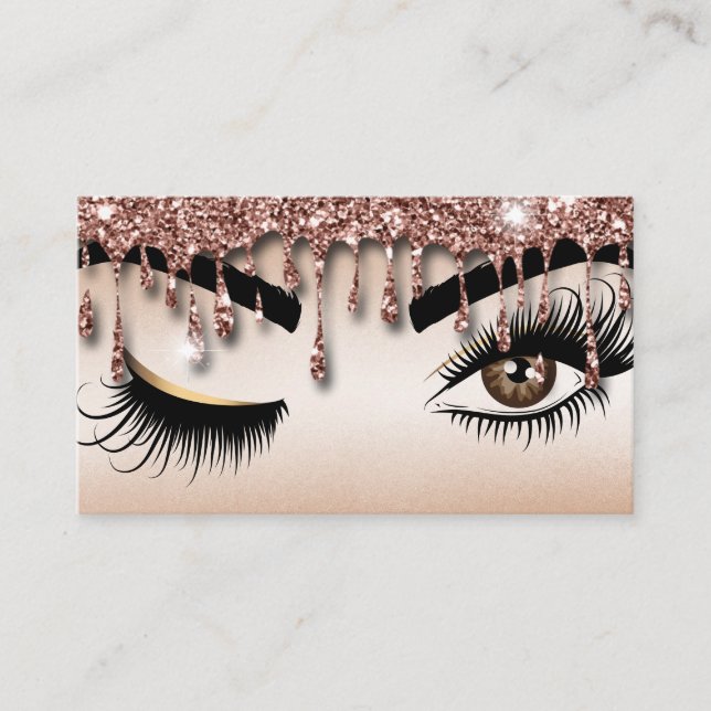 Tarjeta De Visita Drin Gold Makeup artista Wink Eye Lashes (Anverso)