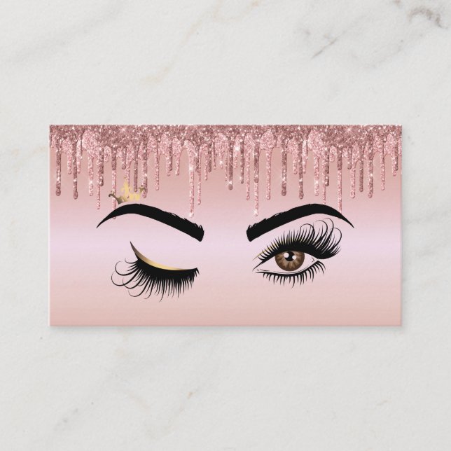 Tarjeta De Visita Drin Gold Makeup artista Wink Eye Lashes (Anverso)
