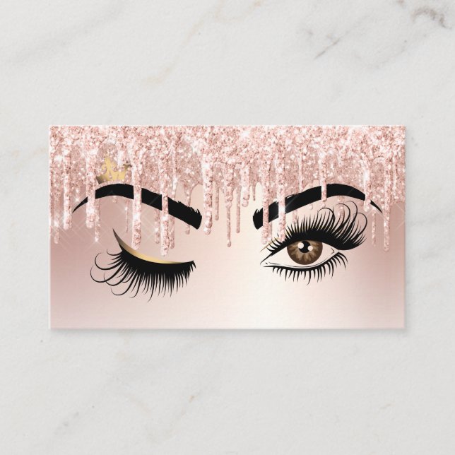 Tarjeta De Visita Drin Gold Makeup artista Wink Eye Lashes (Anverso)