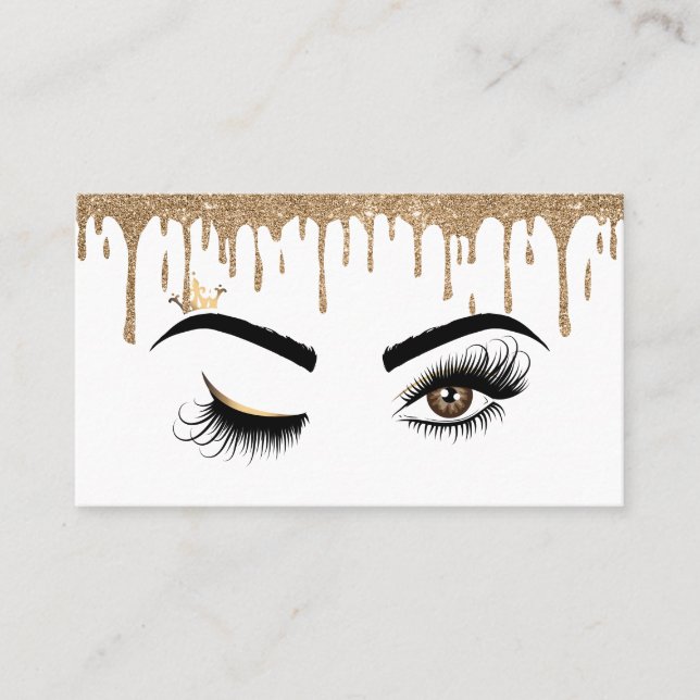 Tarjeta De Visita Drin Gold Makeup artista Wink Eye Lashes (Anverso)