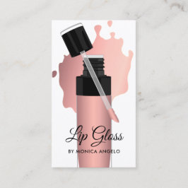 Tarjeta De Visita Drips de brillo de labios de oro rosa Chic Moderno