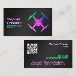 Tarjeta De Visita Dron aéreo UAV QR