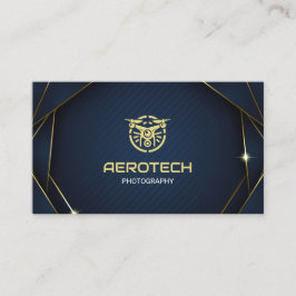 Tarjeta De Visita Drone Business Cards Navy Gold Modern