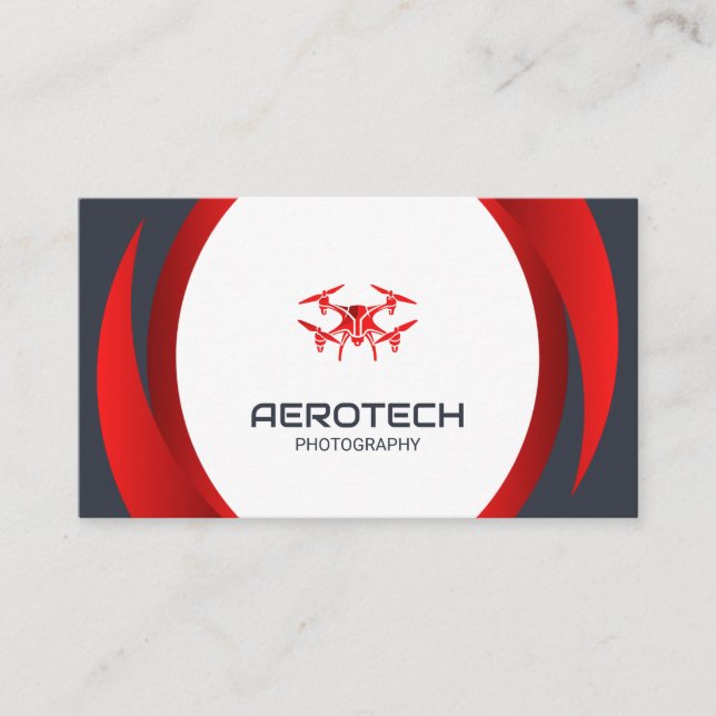 Tarjeta De Visita Drone Business Cards Red Black Modern (Anverso)