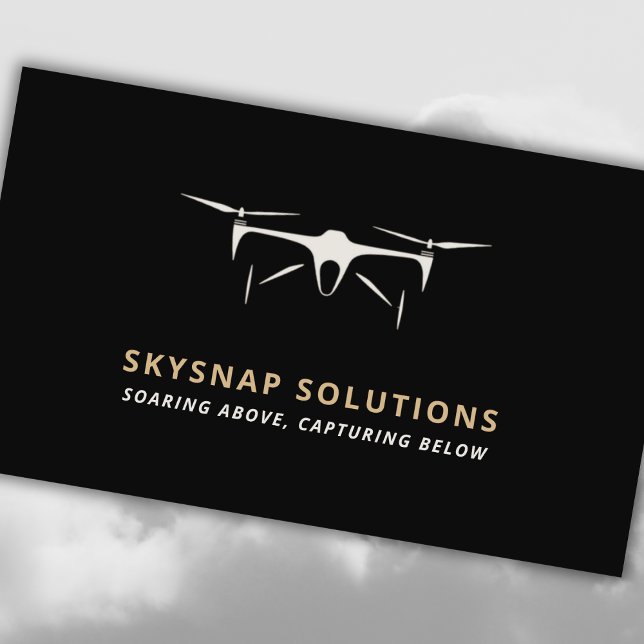 Tarjeta De Visita Drone Business UAV Pilot de oro negro moderno (Subido por el creador)