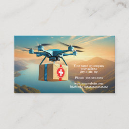 Tarjeta De Visita Drone en el cielo con un paquete
