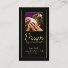 Tarjeta De Visita Drum Teacher Drummer Classic Black Business Card