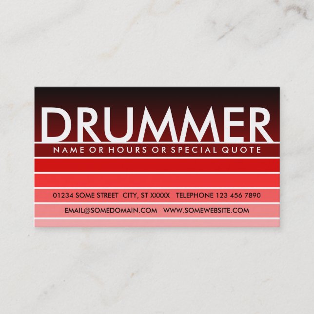 Tarjeta De Visita DRUMMER de muestra roja (Anverso)
