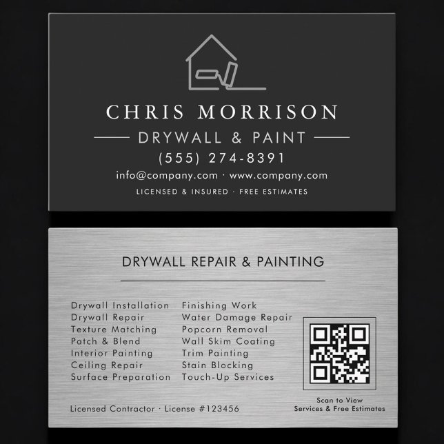 Tarjeta De Visita Drywall & Paint Painting QR Code Professional (Subido por el creador)