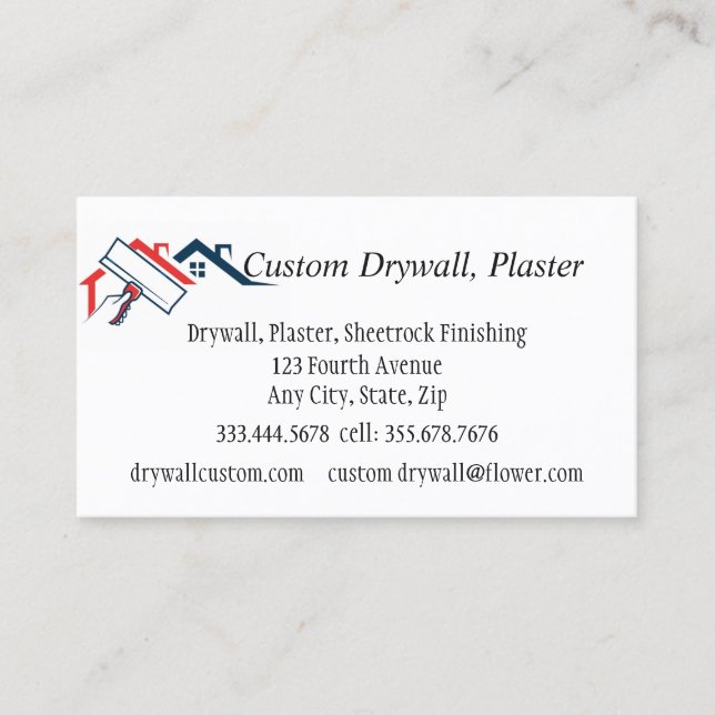 Tarjeta De Visita Drywall, Plaster, Sheetrock Finishing Business Ca (Anverso)