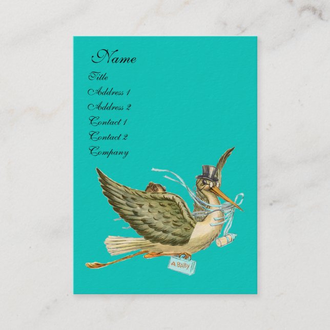 TARJETA DE VISITA DUCHA DE BEBÉ DE CIGÜEÑA (Anverso)