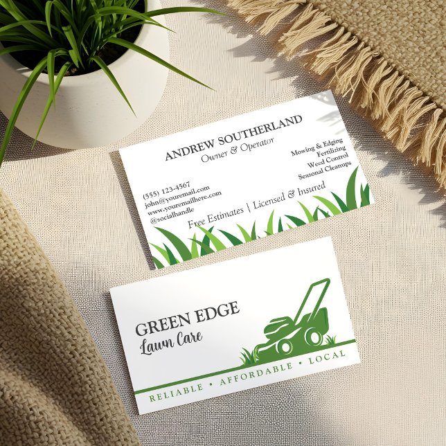 Tarjeta De Visita Ducha de césped profesional para paisajismo (Lawn Care Landscaping Professional Lawn Mower Business Card)