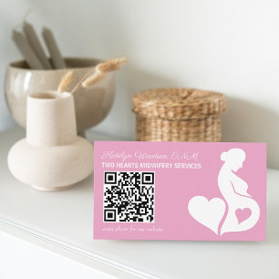 Tarjeta De Visita Ducha de paro rosa Silhouette QR Code