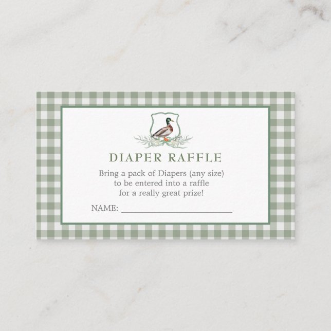 Tarjeta De Visita Duck DIaper Raffle (Anverso)