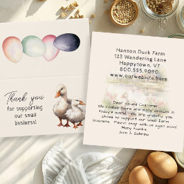 Tarjeta De Visita Duck Farmers Homestead Eggs Folded Business Cards
