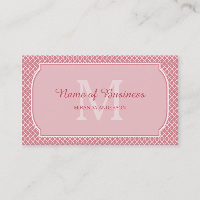 Tarjeta De Visita Dueña de Pink Monogram Boutique (Anverso)