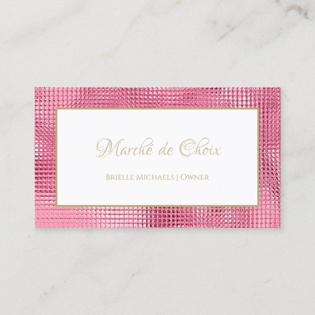 Tarjeta De Visita Dueña del Salón Pink Sequin (Anverso)