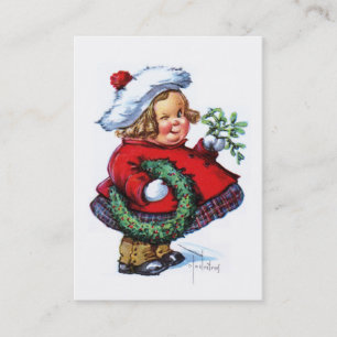 Tarjeta De Visita Duende de Santas con la guirnalda