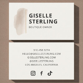Tarjeta De Visita Dueño de boutique neutro beige acuarela elegante