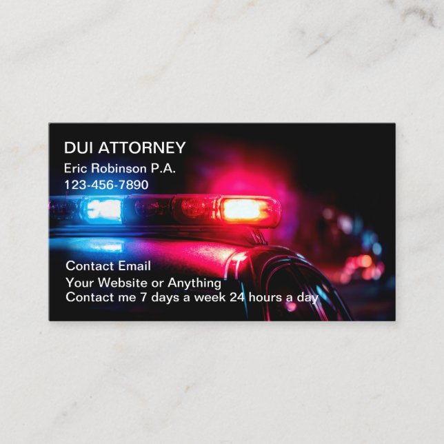 Tarjeta De Visita DUI Attorney Modern Police Car Theme (Anverso)