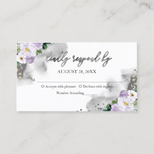 Tarjeta De Visita Dulce 16 Acuarela Púrpura Floral RSVP Gabinete