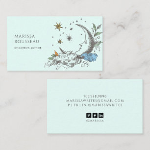 Tarjeta De Visita Dulce Autor Infantil De Aqua Celestial Luna Estrel