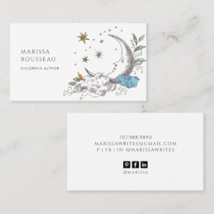 Tarjeta De Visita Dulce Autor Infantil de Luna Estelar Celestial