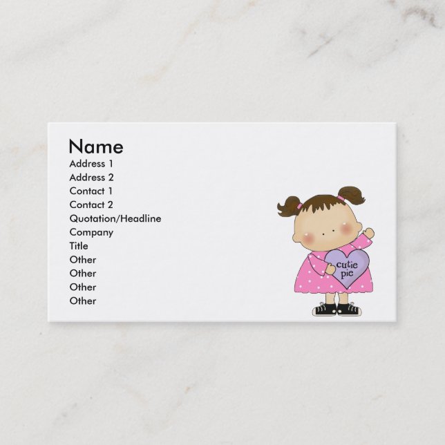 Tarjeta De Visita dulce corazón de caramelo niña adorable (Anverso)