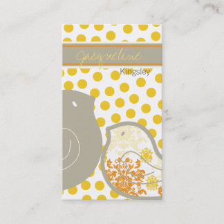 Tarjeta De Visita Dulce Damasco Amarillo Chicas Polka Puntos Extraño