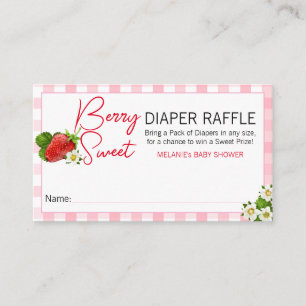 Tarjeta De Visita Dulce de Fresa Baby Shower Rifa de Pañales