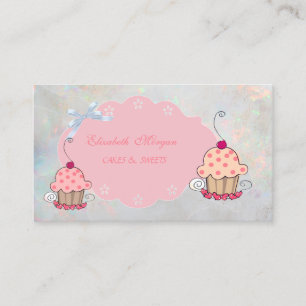 Tarjeta De Visita Dulce Moderna Femenina, Panadería de Cupcake Opal 