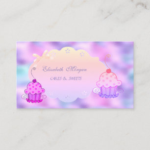 Tarjeta De Visita Dulce Moderna, Panadería de Cupcake Holográfica Ir