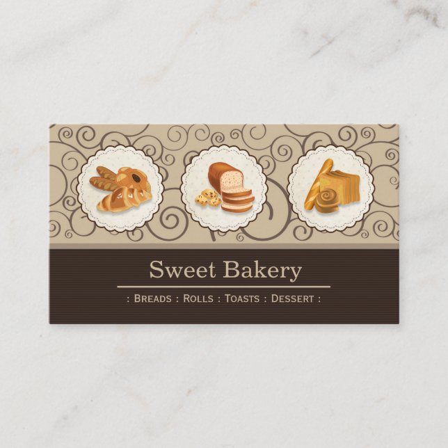Tarjeta De Visita Dulce Panadería - Bread Rolls Toast Dessert (Anverso)