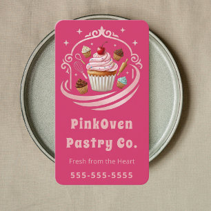 Tarjeta De Visita Dulce Pastelería Casera Chef de Pastelería Rosa Bo
