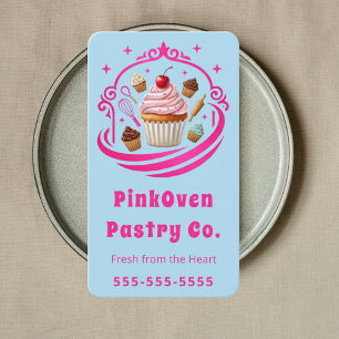 Tarjeta De Visita Dulce Pastelería Casera Chef Pastelero Azul Modern