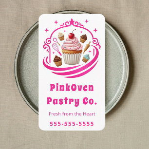 Tarjeta De Visita Dulce Pastelería Hogareña Chef de Repostería Rosa 