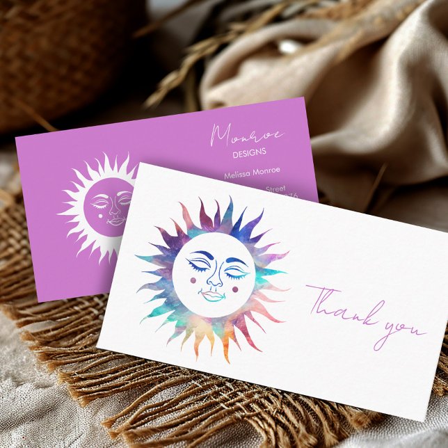 Tarjeta De Visita Dulce Sunshine Rainbow Boho Iconos sociales Gracia (Sweet Sunshine Rainbow Boho Social Icons Thank You Business Card
)