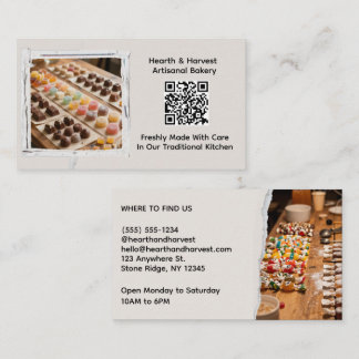 Tarjeta De Visita Dulcería con imagen y código QR
