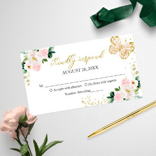 Tarjeta De Visita Dulces 16 Respuesta Incluida Floral Mariposa Rubor