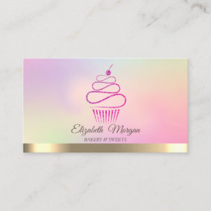 Tarjeta De Visita Dulces Cupcakes Elegantes y Profesionales con Bril