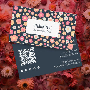 Tarjeta De Visita Dulces Daisies Floral Código QR Icono social Graci