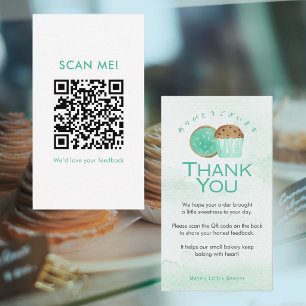 Tarjeta De Visita Dulces de menta acuarela Deja una reseña Código QR